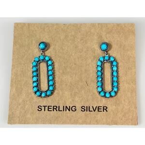 SW Kingman Turquoise Sterling Silver Snake Eyes Cluster Drop Dangle Earrings